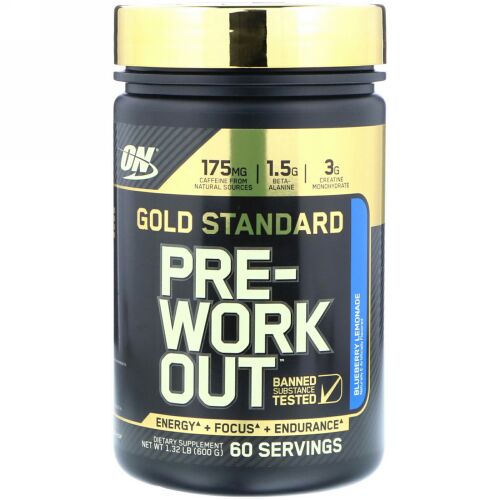 Optimum Nutrition, ゴールドスタンダード、Pre-Workout（プレワークアウト）、ブルーベリーレモネード、600g（1.32ポンド） (Discontinued Item)