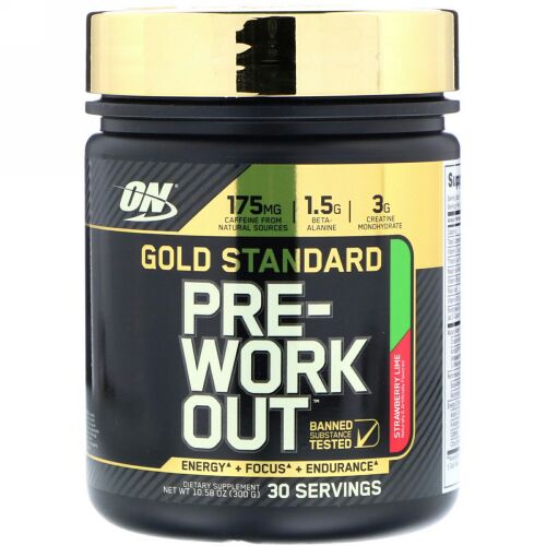 Optimum Nutrition, Gold Standard Pre-Workout, Strawberry Lime, 10.58 oz (300 g) (Discontinued Item)