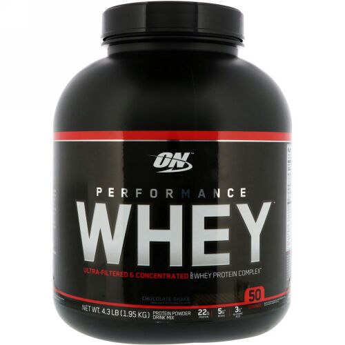 Optimum Nutrition, パフォーマンスホエイ、チョコレートシェイク、4.3 lb (1.95 kg) (Discontinued Item)