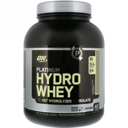 Optimum Nutrition, プラチナ・ハイドロホエイ、クッキ＆クリーム・オーバードライブ、3.5 lb (1.59 kg) (Discontinued Item)
