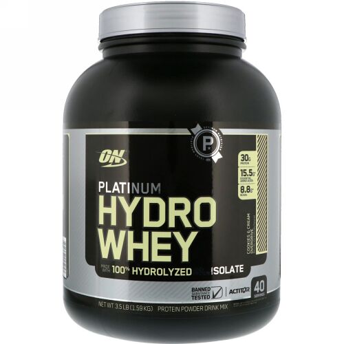 Optimum Nutrition, プラチナ・ハイドロホエイ、クッキ＆クリーム・オーバードライブ、3.5 lb (1.59 kg) (Discontinued Item)