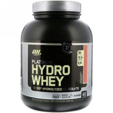 Optimum Nutrition, Platinum Hydrowhey, Supercharged Strawberry, 3.5 lbs (1,590 g) (Discontinued Item)
