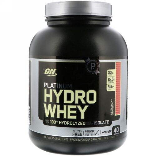Optimum Nutrition, Platinum Hydrowhey, Supercharged Strawberry, 3.5 lbs (1,590 g) (Discontinued Item)