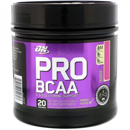 Optimum Nutrition, プロシリーズ, プロBCAA&グルタミンサポート, ラズベリーレモネード, 13.7オンス (390 g) (Discontinued Item)