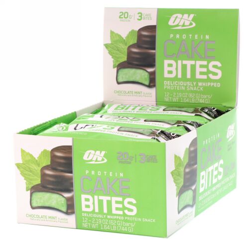 Optimum Nutrition, Protein Cake Bites, Chocolate Mint, 12 Bars, 2.19 oz (62 g) (Discontinued Item)