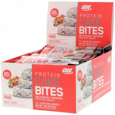 Optimum Nutrition, プロテインケーキバイト、フルーティーシリアル、12本、各2.22オンス (63 g) (Discontinued Item)