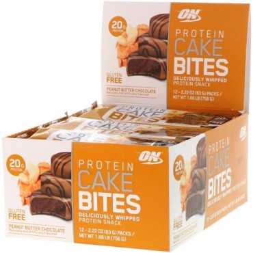 Optimum Nutrition, プロテインケーキバイツ、ピーナッツバターチョコレート、12バー、各63g（2.22 oz） (Discontinued Item)