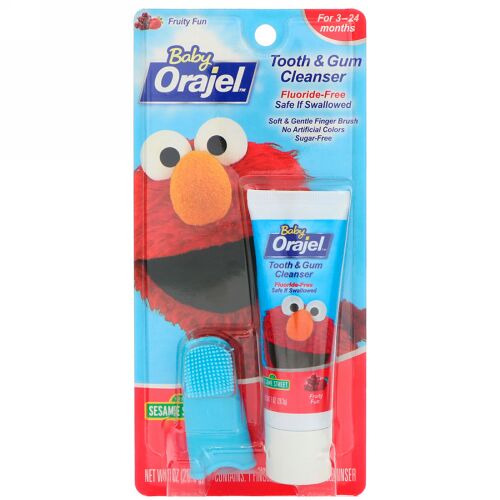 Orajel, エルモ 歯＆歯茎クリーナー、フルーツファン、3～24か月、1 oz (28.3 g) (Discontinued Item)