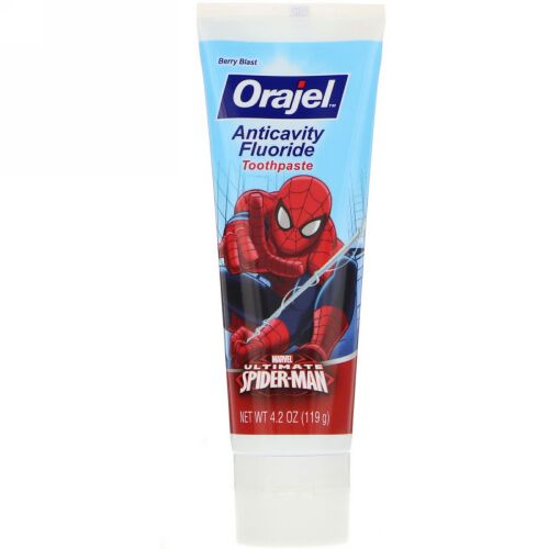 Orajel, マーベルアルティメットスパイダーマン、虫歯予防フッ素練り歯磨き、ベリーブラスト、4.2オンス (119 g) (Discontinued Item)