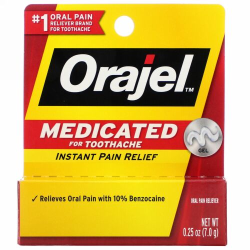 Orajel, Medicated For Toothache, Instant Pain Relief Gel, 0.25 oz (7.0 g) (Discontinued Item)