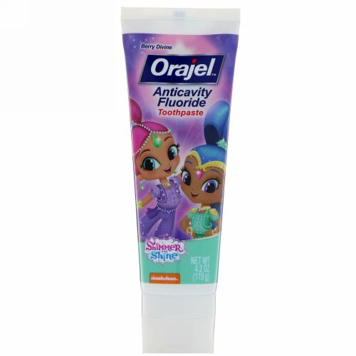 Orajel, シマー&シャイン 虫歯予防フッ素練りハミガキ、ベリーディバイン、4.2 oz (119 g)
