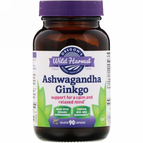 Oregon's Wild Harvest, Ashwagandha Ginkgo, 90 Gelatin Capsules