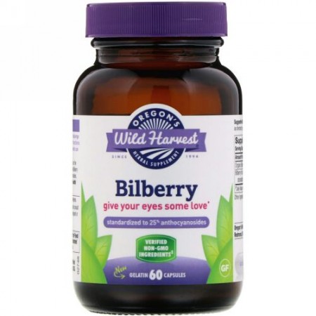 Oregon's Wild Harvest, Bilberry, 60 Gelatin Capsules