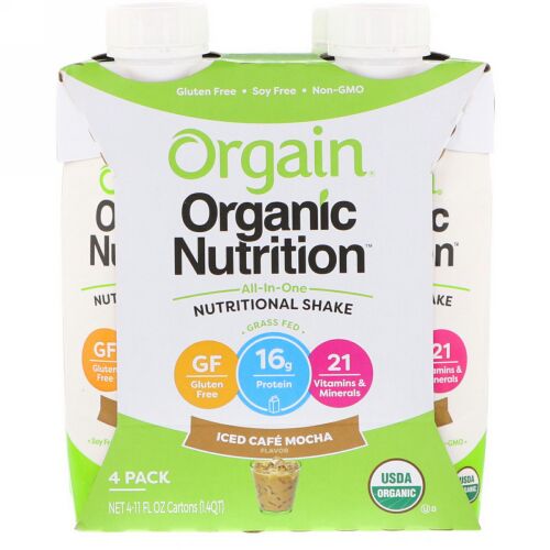 Orgain, All In One Nutritional Shake, Iced Cafe Mocha, 4 Pack, 11 fl oz Each (Discontinued Item)