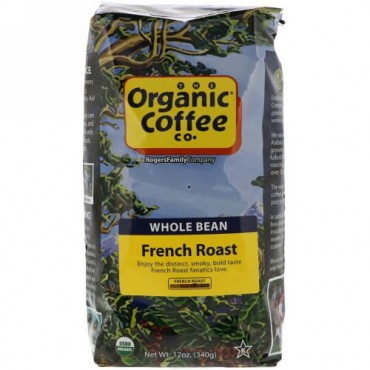Organic Coffee Co., フレンチロースト、ホールビーンコーヒー、12オンス (340g) (Discontinued Item)