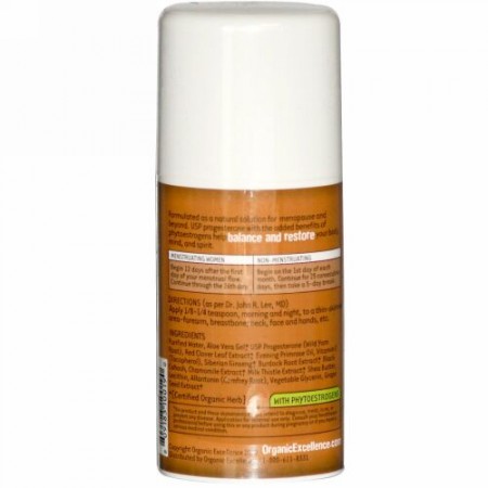 Organic Excellence, バランスプラスセラピー、バイオアイデンティカル、プロゲステロンクリーム、3 oz (85.5 g)