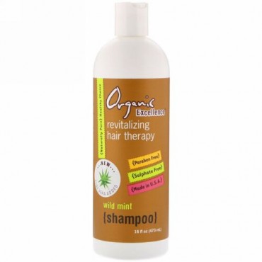 Organic Excellence, シャンプー, リバイタライジング ヘア セラピー, ワイルドミント, 16 fl oz (473 ml)
