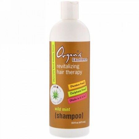 Organic Excellence, シャンプー, リバイタライジング ヘア セラピー, ワイルドミント, 16 fl oz (473 ml)