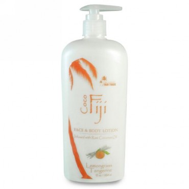 Organic Fiji, 生ココナッツオイルの注入されたフェイス＆ボディローション、レモングラスタンジェリン、12 オンス(354 ml) (Discontinued Item)