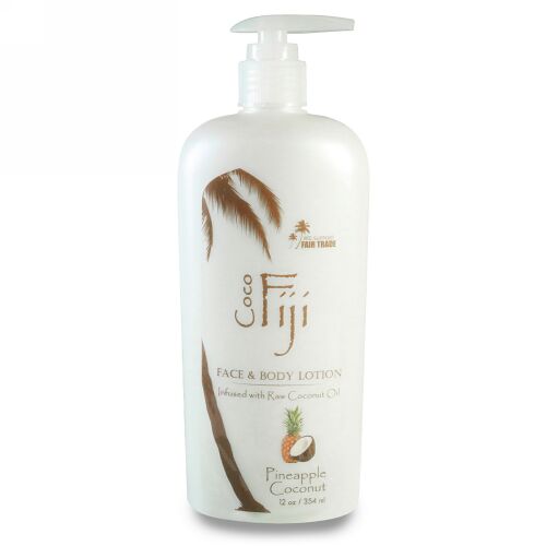 Organic Fiji, フェイスアンドボディローション、未加工ココナッツオイル、パインアップルココナッツ、12オンス (354 ml) (Discontinued Item)