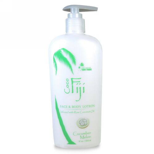 Organic Fiji, オーガニックココナッツオイル配合フェイス＆ボディローション、キュウリ・レモン、12 oz (354 ml) (Discontinued Item)