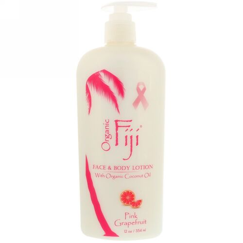 Organic Fiji, オーガニックココナッツオイル配合フェイスアンドボディーローション、ピンクグレープフルーツ、12オンス (354 ml) (Discontinued Item)