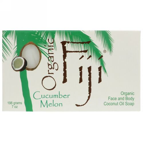 Organic Fiji, オーガニックココナッツオイル配合フェイス＆ボディローション、キュウリ・メロン、7 oz (198 g) (Discontinued Item)