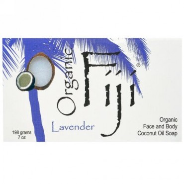 Organic Fiji, オーガニック フェイスアンドボディー ココナツオイルソープ、ラベンダー、7 oz (198 g) (Discontinued Item)