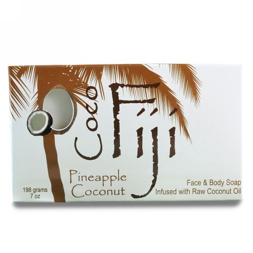 Organic Fiji, オーガニック フェイス・ボディー用ココナツオイルソープ、パイナップル ココナツ、7 oz (198 g) (Discontinued Item)