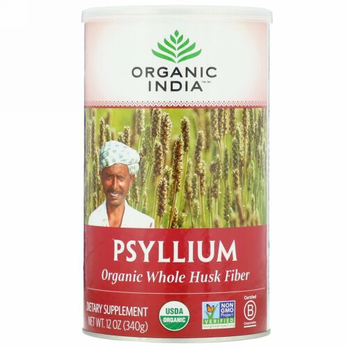 Organic India, オオバコ、オーガニックホールハスクファイバー、340g（12オンス）
