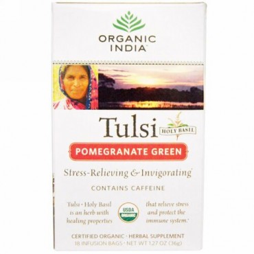 Organic India, トゥルシー ホーリーバジルティー、ザクログリーン、18 袋、1.27 oz (36 g) (Discontinued Item)