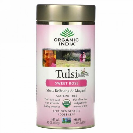 Organic India, Tulsi Sweet Rose, Caffeine-Free, 3.5 oz (100 g)