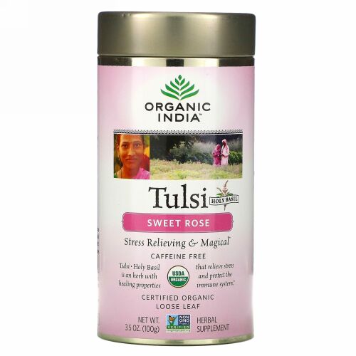 Organic India, Tulsi Sweet Rose, Caffeine-Free, 3.5 oz (100 g)
