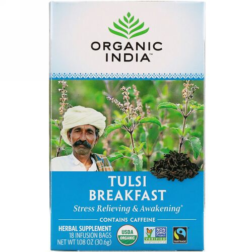 Organic India, Tulsi Tea, Breakfast, 18 Infusion Bags, 1.08 oz (30.6 g) (Discontinued Item)