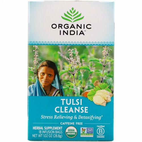 Organic India, トゥルシーティー、クレンジング、カフェインフリー、18袋、28.8 g（1.02 oz）