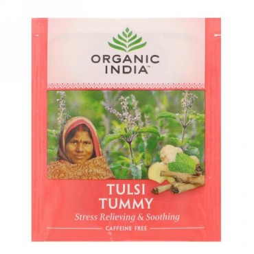 Organic India, Tulsi Tea, Tummy, Caffeine-Free, 18 Infusion Bags, 1.14 oz (32.4 g) (Discontinued Item)