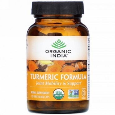 Organic India, ウコンフォーミュラ、ジョイントモビリティアンドサポート、植物性カプセル90粒