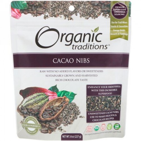 Organic Traditions, カカオニブ、227g（8 oz） (Discontinued Item)