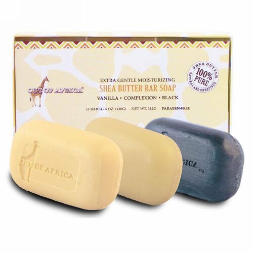 Out of Africa, 非常に穏やかな保湿シアバター バーソープ, 3バー, 各4オンス（120 g） (Discontinued Item)