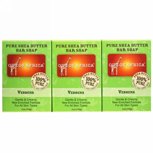 Out of Africa, ピュアシアバターバー ソープ、 バーベナ、 3 パック、各4 oz (120 g) (Discontinued Item)