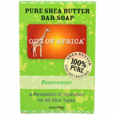 Out of Africa, ピュアシアバターソープ、ペパーミント、4 oz (120 g) (Discontinued Item)