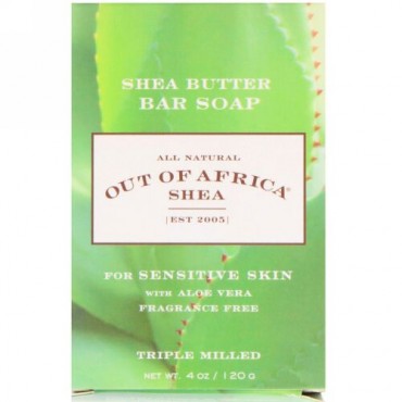 Out of Africa, Shea Butter Bar Soap, For Sensitive Skin, Fragrance Free, 4 oz (120 g) (Discontinued Item)