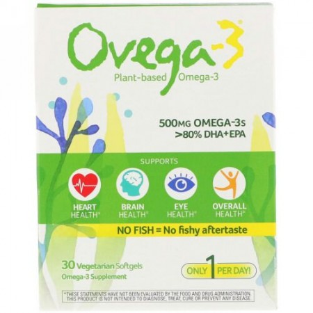 Ovega-3, Omega-3s DHA + EPA, 500 mg, 30 Vegetarian Softgels (Discontinued Item)