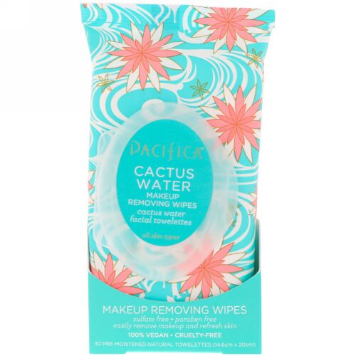Pacifica, Makeup Removing Wipes, Cactus Water, 30 Pre-Moistened Natural Towelettes (Discontinued Item)