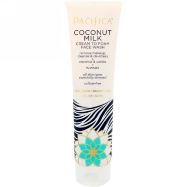 Pacifica, Coconut Milk Cream to Foam Face Wash, 5 fl oz (147 ml) (Discontinued Item)