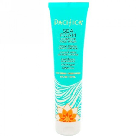 Pacifica, Natural Skincare, Sea Foam, Complete Face Wash, All Skin Types, Sulfate Free, 5 oz