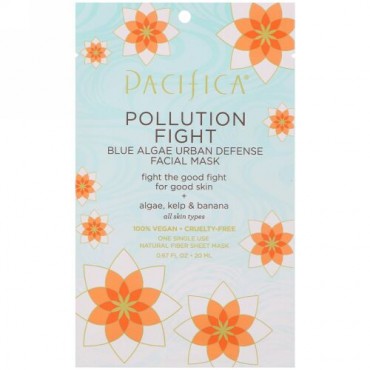 Pacifica, 公害対策、藍藻アーバンデェフェンス・フェイシャルマスク、1枚、0.67 fl oz (20 ml) (Discontinued Item)