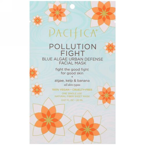 Pacifica, 公害対策、藍藻アーバンデェフェンス・フェイシャルマスク、1枚、0.67 fl oz (20 ml) (Discontinued Item)