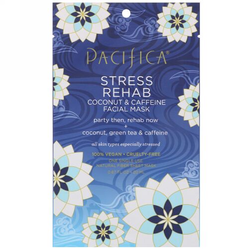 Pacifica, Stress Rehab Coconut & Caffeine Facial Mask, 1 Mask, 0.67 fl oz (20 ml) (Discontinued Item)
