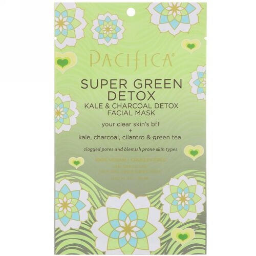 Pacifica, スーパーグリーンデトックス、ケール＆チャコール・デトックスフェイシャルマスク、1枚、0.67 fl oz (20 ml) (Discontinued Item)